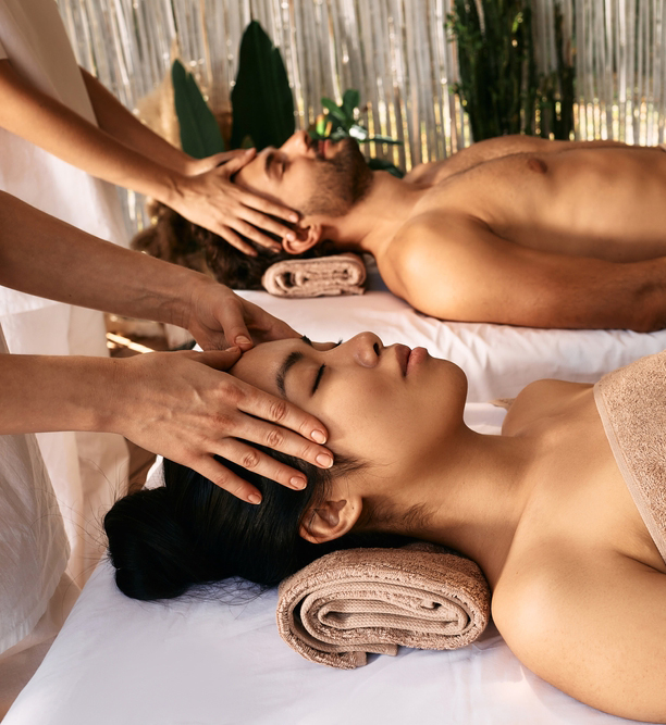 Massage therapists performing scalp massage for couples - Pan Thai Massage - Sugar Land, TX